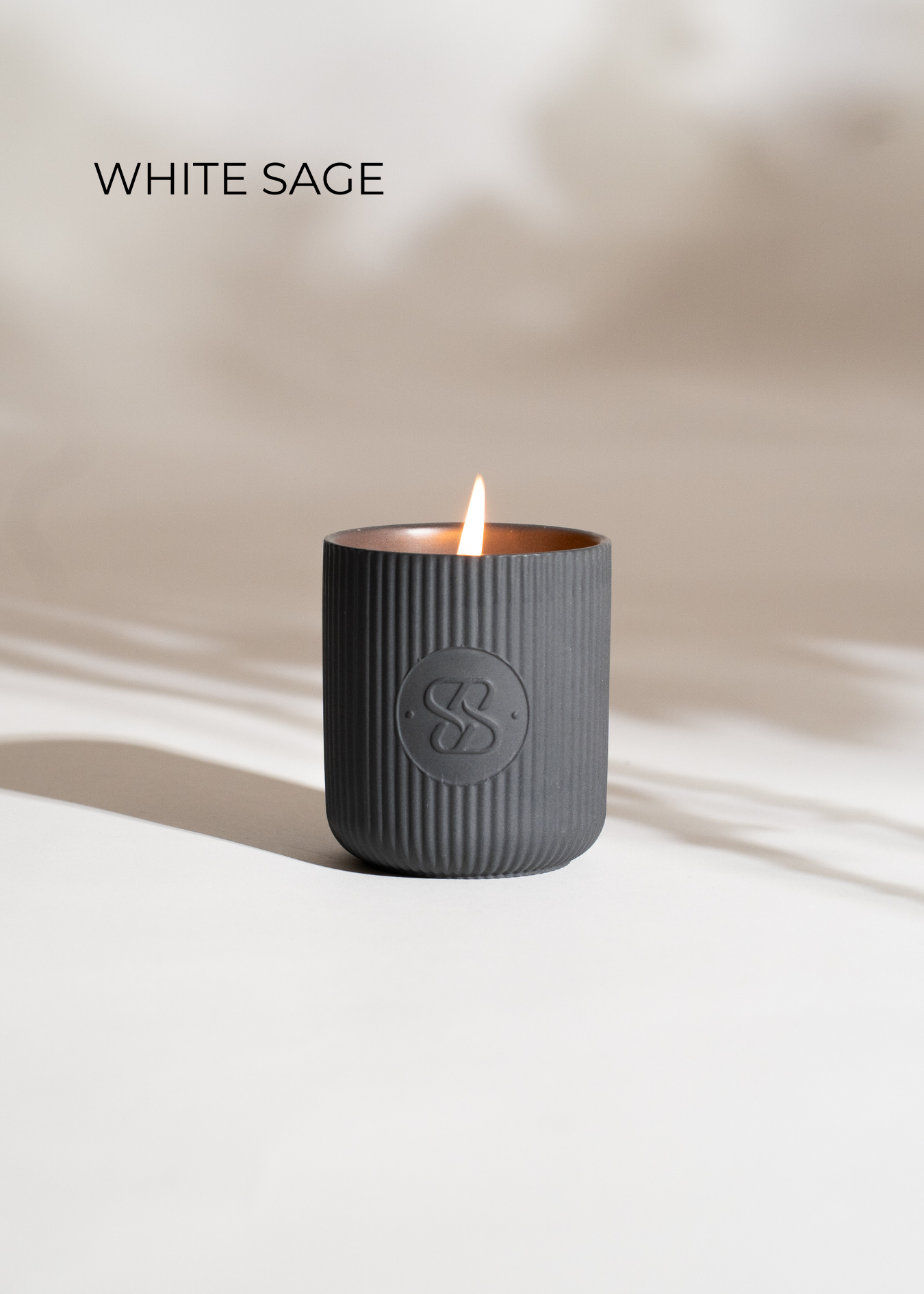 SCENTED CERAMIC CANDLE | CHARCOAL | WHITE SAGE