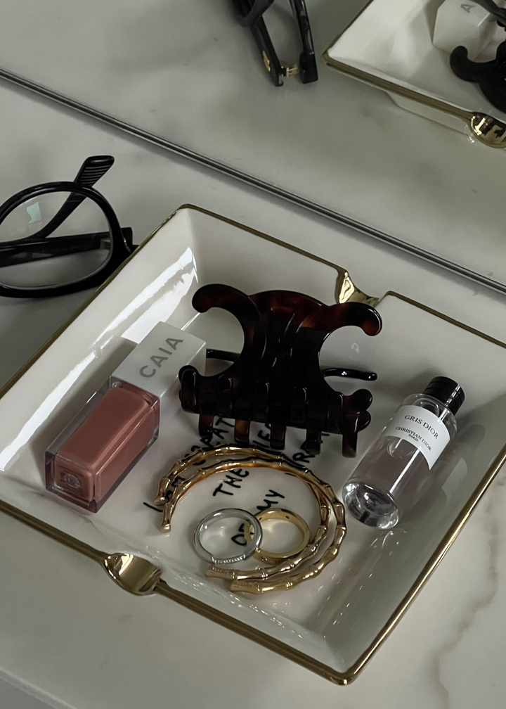 CERAMIC TRAY | BEACH WHITE | GOLD