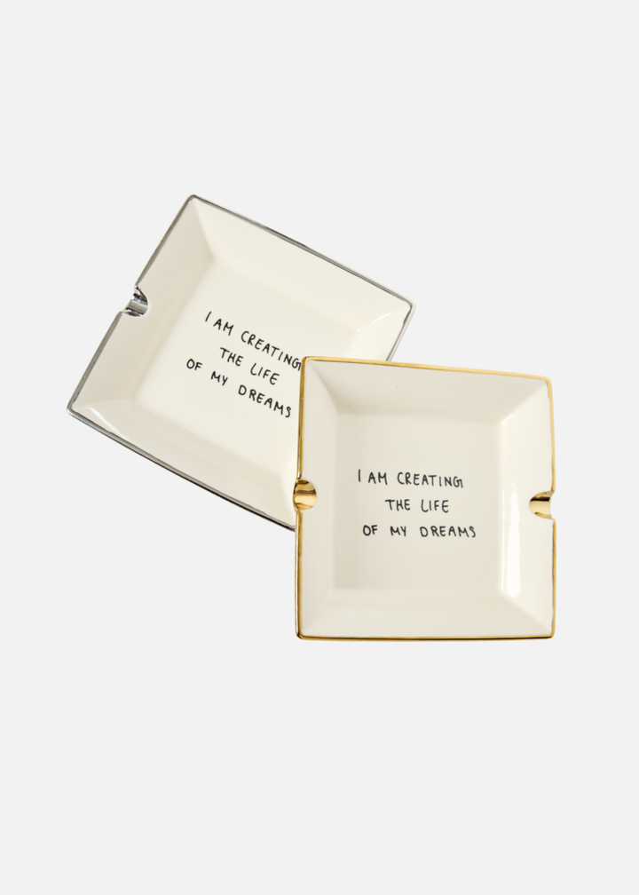CERAMIC TRAY | BEACH WHITE | SILVER