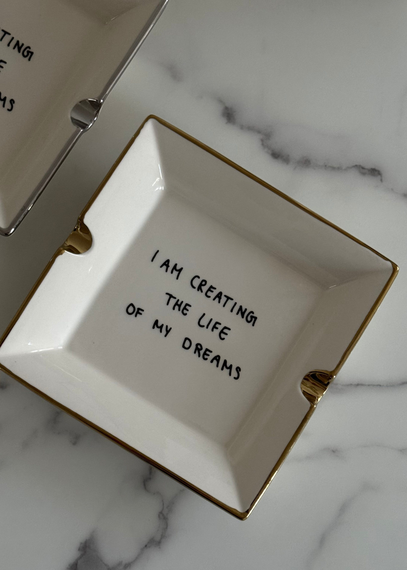 CERAMIC TRAY | BEACH WHITE | GOLD