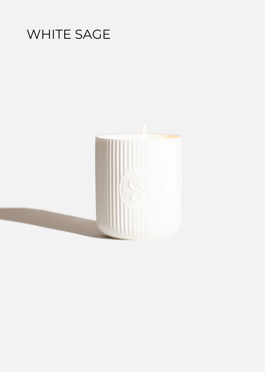 SCENTED CERAMIC CANDLE | WHITE | WHITE SAGE