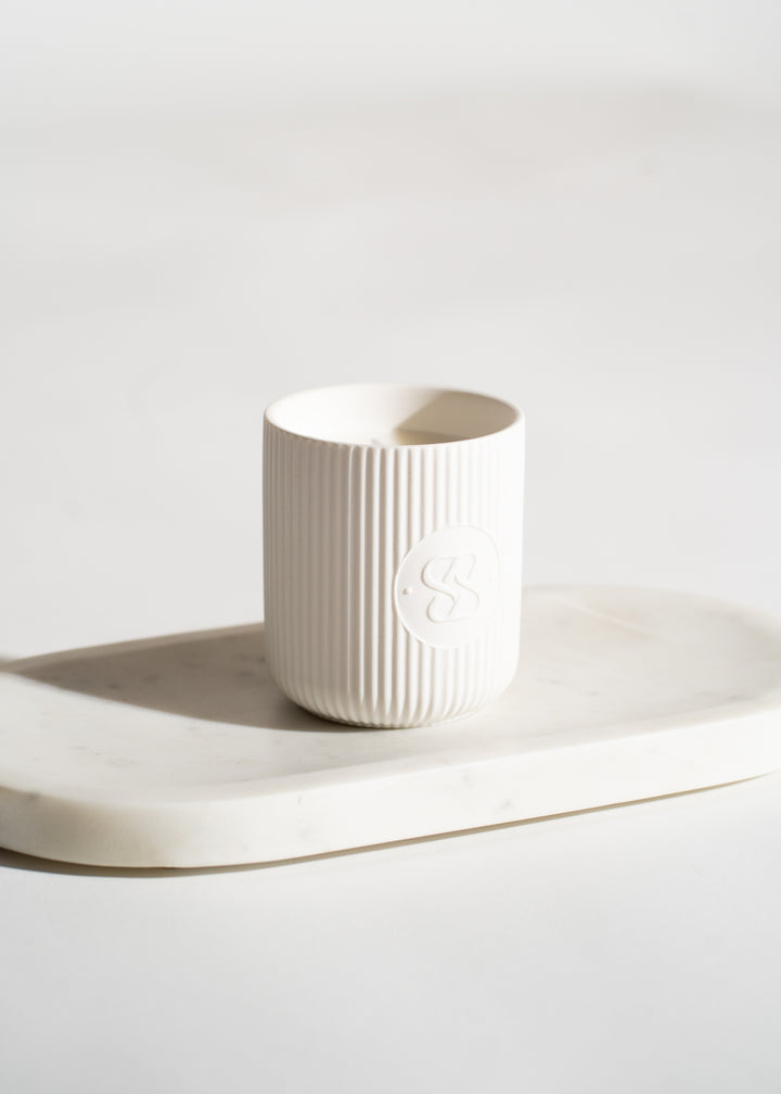SCENTED CERAMIC CANDLE | WHITE | WHITE SAGE