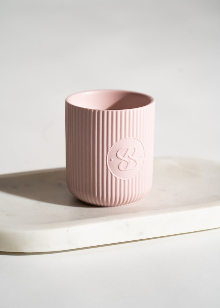 SCENTED CERAMIC CANDLE | PINK | WHITE SAGE